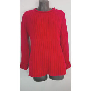 Lauren Ralph Lauren Red Woven Knit Sweater 100% Cotton Red Vintage Y2K Women's S